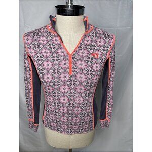 Kari Traa Ski Wool Base Layer Zip Neck Top Long Sleeve Thermo KIt Purple Sz S